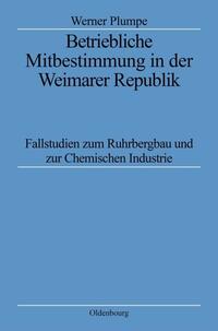 Betriebliche Mitbestimmung in der Weimarer Republik : Fallstudien zum Ruhrbergbau und zur chemischen Industrie